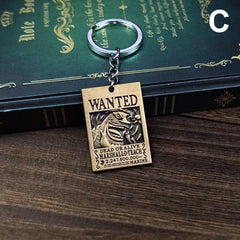 人気キャラ プリント 海賊アニメ風 雑貨 WANTED 手配書 メタルキーホルダー