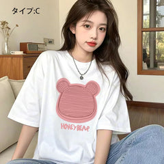 アニメ風キュートイラスト 半袖 レディース Tシャツ トップス