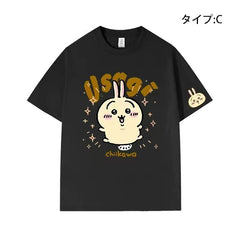 人気キャラ プリント トップス 食いしん坊 ユニセックス 半袖Tシャツ
