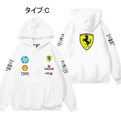 スポーツ&カルチャー プリント トップス F1チーム風 レーシングデザイン ユニセックス 長袖 パーカー
