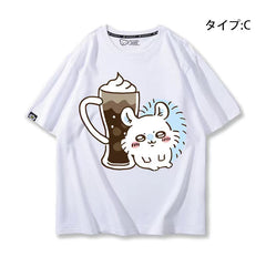 人気キャラ プリント トップス 美食 ユニセックス 半袖Tシャツ
