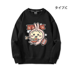 人気キャラ プリント トップス とんこつラーメン ユニセックス 長袖 スウェット