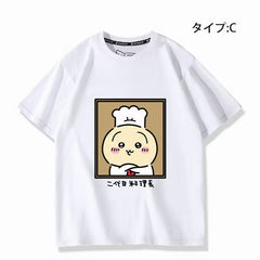 人気キャラ プリント トップス 初代と二代目料理長 ユニセックス 半袖Tシャツ