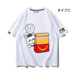人気キャラ プリント トップス 勤め人 ユニセックス 半袖Tシャツ