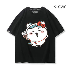 人気キャラ プリント トップス 可愛いショルダーバッグ ユニセックス 半袖Tシャツ