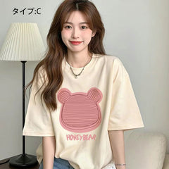 アニメ風キュートイラスト 半袖 レディース Tシャツ トップス