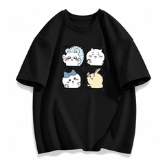 人気キャラ プリント トップス 楽しい瞬間 ユニセックス 半袖Tシャツ