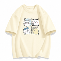 人気キャラ プリント トップス 楽しい瞬間 ユニセックス 半袖Tシャツ
