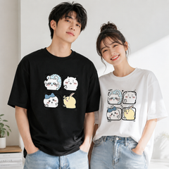 人気キャラ プリント トップス 楽しい瞬間 ユニセックス 半袖Tシャツ