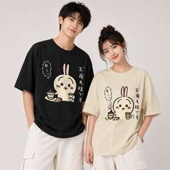 人気キャラ プリント トップス お疲れ様です ユニセックス 半袖Tシャツ