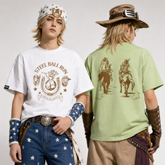 人気キャラ プリント トップス ウエスタンエンブレム 両面プリントデザイン ユニセックス 半袖 Tシャツ