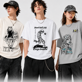 人気キャラ プリント トップス コミックアート 4タイプのフロントプリントデザイン ユニセックス 半袖 Tシャツ