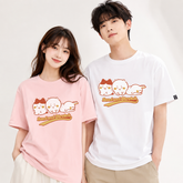 人気キャラ プリント トップス ストレッチポーズ トリオプリント ユニセックス 半袖Tシャツ