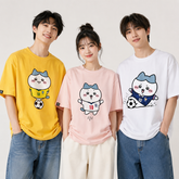 人気キャラ プリント トップス サッカーポーズ モーションプリント ユニセックス 半袖Tシャツ