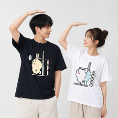 人気キャラ プリント トップス 身長を測る ユニセックス 半袖Tシャツ