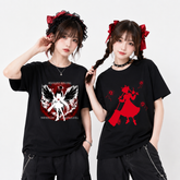 人気キャラ プリント 空&リン モチーフ ユニセックス 半袖Tシャツ