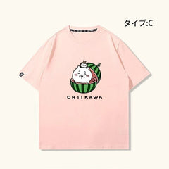 人気キャラ プリントトップス 美味しいスイカ ユニセックス 半袖Tシャツ