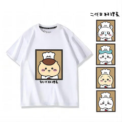 人気キャラ プリント トップス 初代と二代目料理長 ユニセックス 半袖Tシャツ
