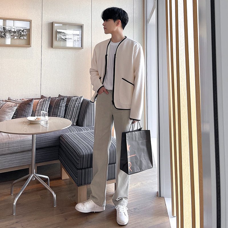 casual short collarless jacket OR258