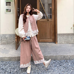 シャツ&ベスト&ワイドパンツ レディース セットアップ