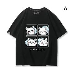人気キャラ プリント トップス ポーズを取る ユニセックス 半袖Tシャツ