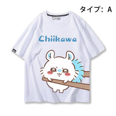 人気キャラ プリント トップス 箸で挟まれる ユニセックス 半袖Tシャツ