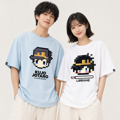 人気キャラ プリント トップス マイクラ風 ドット絵キャラ ユニセックス 半袖 Tシャツ