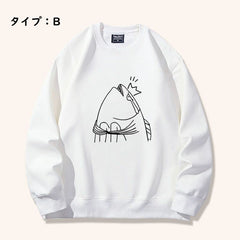 人気キャラ プリント トップス 新刊をよこせ ユニセックス 長袖 スウェット