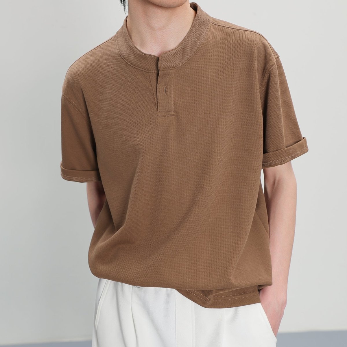 Button Crew Neck T -shirt or1500