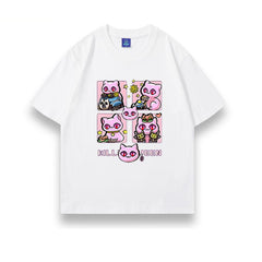 人気キャラ プリント トップス Killer Queen ネコ爆弾 ユニセックス 半袖Tシャツ