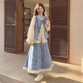 レディース 3 点セットアップ(デニムベスト・シャツ・スカート)|スウィート・清楚カジュアル