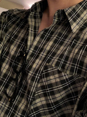Casual long -sleeved check shirt or2597