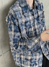 Check pattern contrast shirt or1924