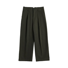 上品 ミニマル 無地 ストレートシルエット メンズ コットン カーゴパンツ ワイド ルーズ ロングパンツ