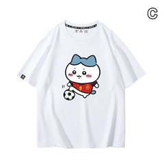 人気キャラ プリント トップス サッカーアクション スポーツプリント ユニセックス 半袖Tシャツ