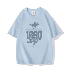 人気キャラ プリント トップス レトロウエスタン風 1890ロゴプリントデザイン ユニセックス 半袖 Tシャツ