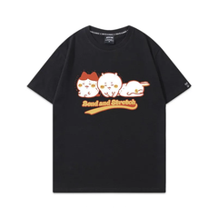 人気キャラ プリント トップス ストレッチポーズ トリオプリント ユニセックス 半袖Tシャツ
