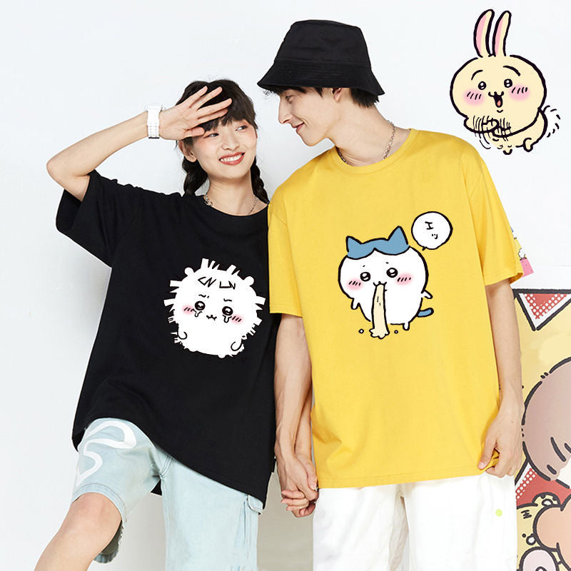 人気キャラ プリント トップス 複雑な気持ち ‌ユニセックス 半袖Ｔシャツ