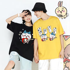 人気キャラ プリント トップス ギタリスト ユニセックス 半袖Ｔシャツ