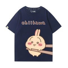 人気キャラ プリント トップス 箸で挟まれる ユニセックス 半袖Ｔシャツ