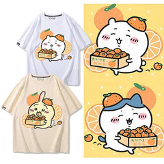 人気キャラ プリント トップス みかん ユニセックス 半袖Ｔシャツ