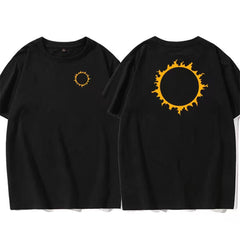 人気キャラ プリント トップス 太陽＆ムーン 背面ビッグプリント ユニセックス 半袖Ｔシャツ