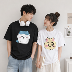 人気キャラ プリント トップス 毛が逆立った表情 ユニセックス 半袖Ｔシャツ