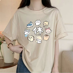 人気キャラ プリント トップス 休日 ユニセックス 半袖Ｔシャツ