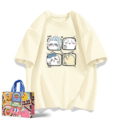 人気キャラ プリント トップス 楽しい瞬間 ユニセックス 半袖Ｔシャツ