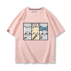 人気キャラ プリント トップス 食事 ユニセックス 半袖Ｔシャツ