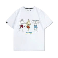 人気キャラ プリント トップス 筋肉兄貴 ユニセックス 半袖Ｔシャツ