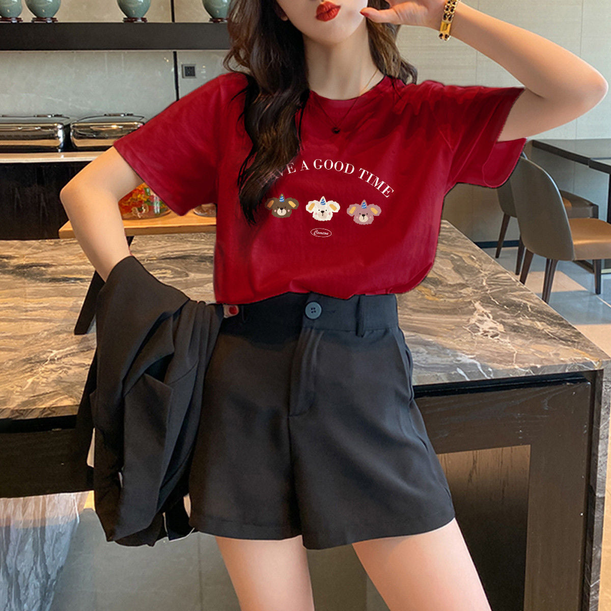 半袖 キュート動物 Tシャツ レディース トップス