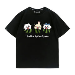 人気キャラ プリント トップス すいか ユニセックス 半袖Ｔシャツ