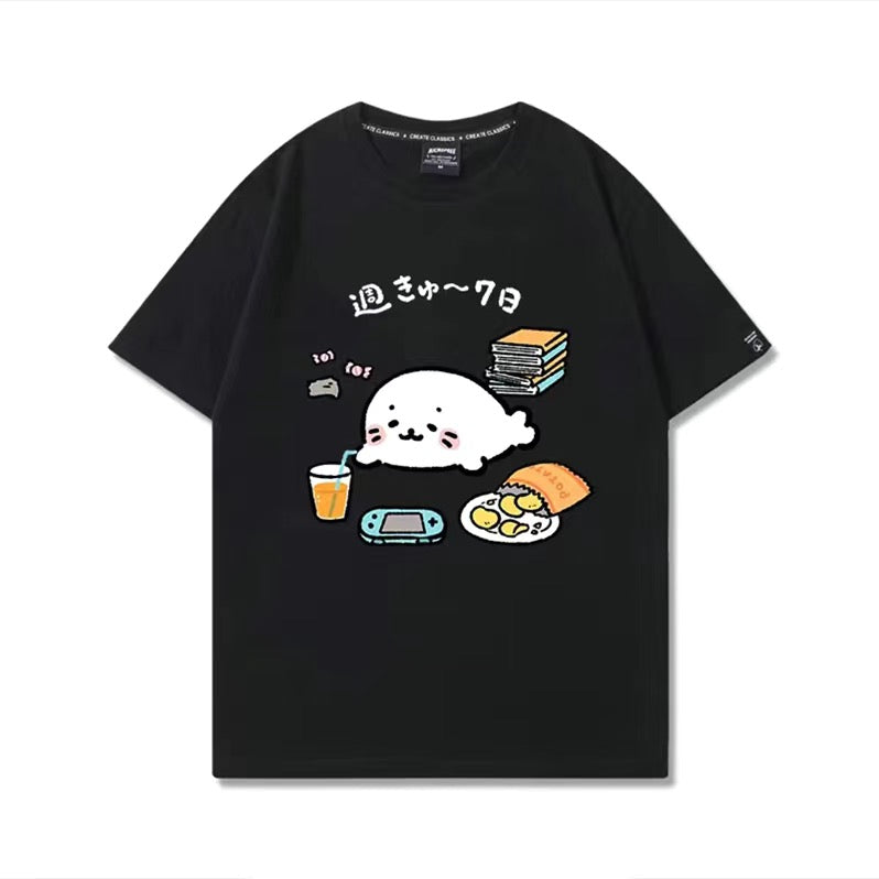 人気キャラ プリント トップス 週きゅ～7日 ユニセックス 半袖Ｔシャツ